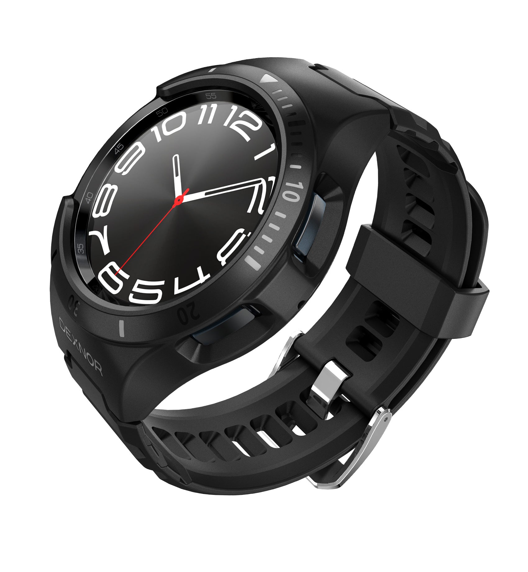 Dexnor Watch Case for Samsung Galaxy Watch 6 Band 43mm Full Body Bumper Shockproof Rugged Raised Bezel Snap On Cover. Black