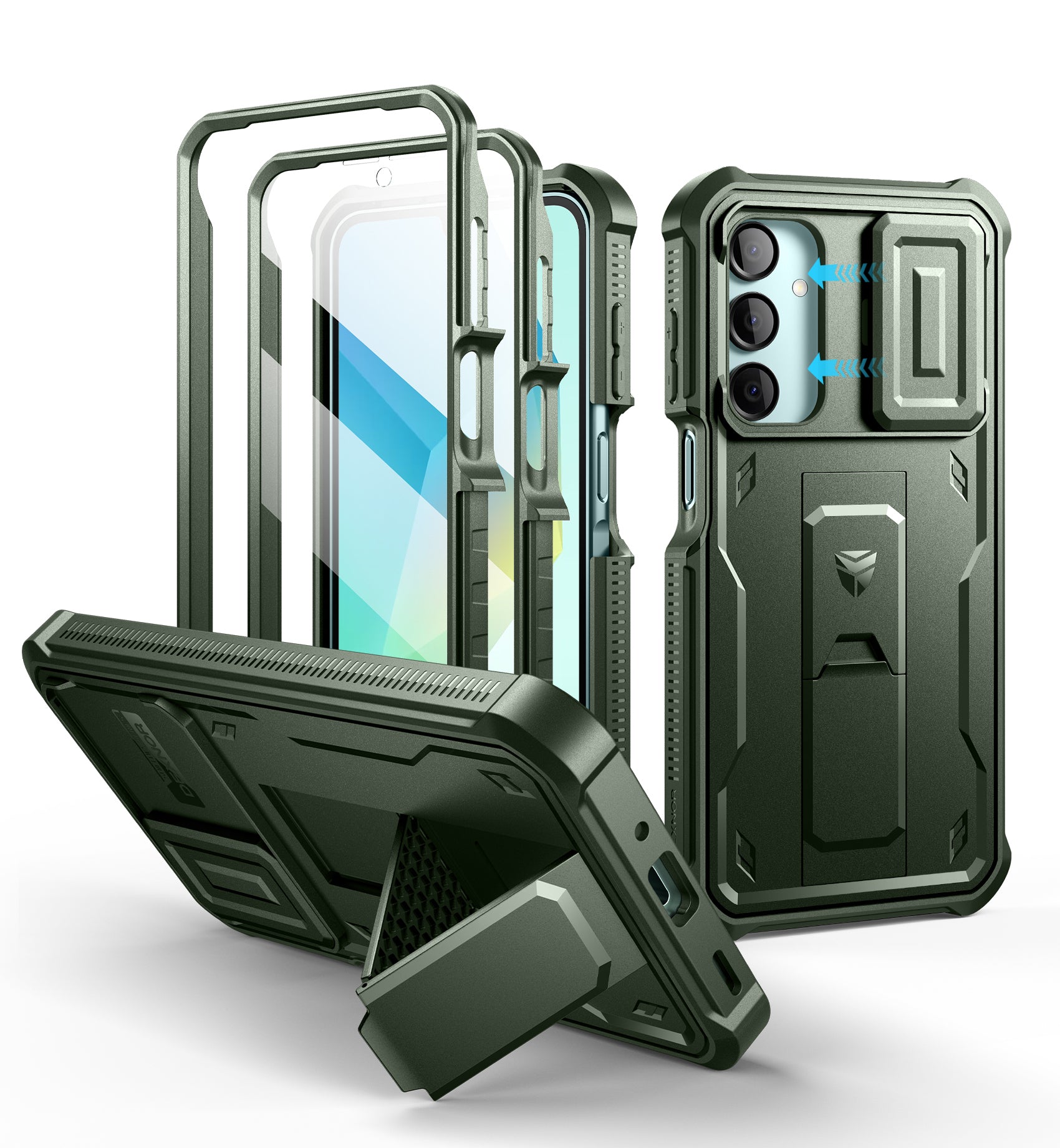 Dexnor Case for Samsung Galaxy A16 With Screen Protector Full Body Bumper Kickstand Heavy-duty Shockproof Rugged Military Grade Cover.