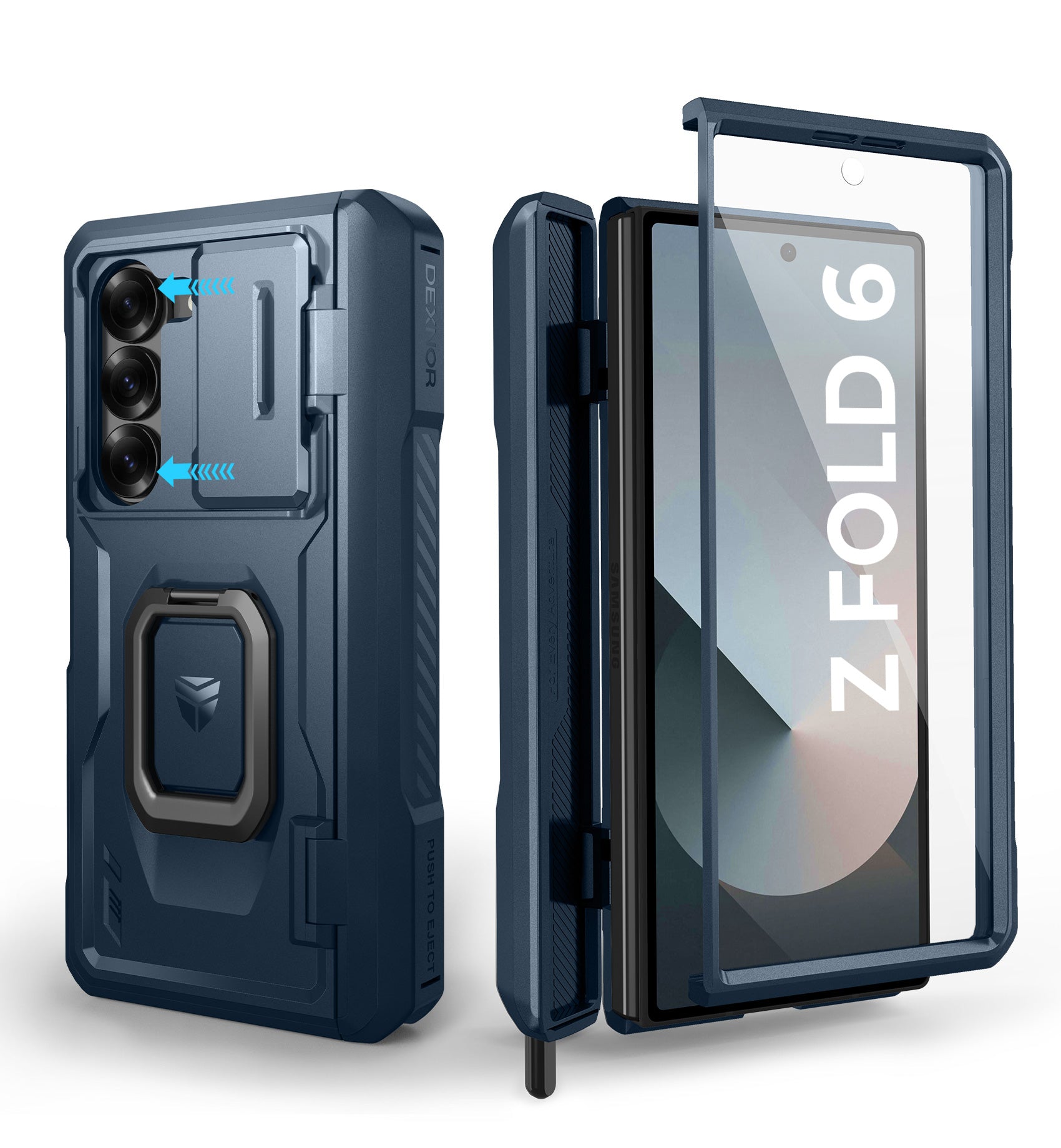 Dexnor Case for Samsung Galaxy Z Fold 6 With Hinge Coverage Screen Protector Full Body Bumper Kickstand Heavy-duty Shockproof Rugged Military Grade Cover.