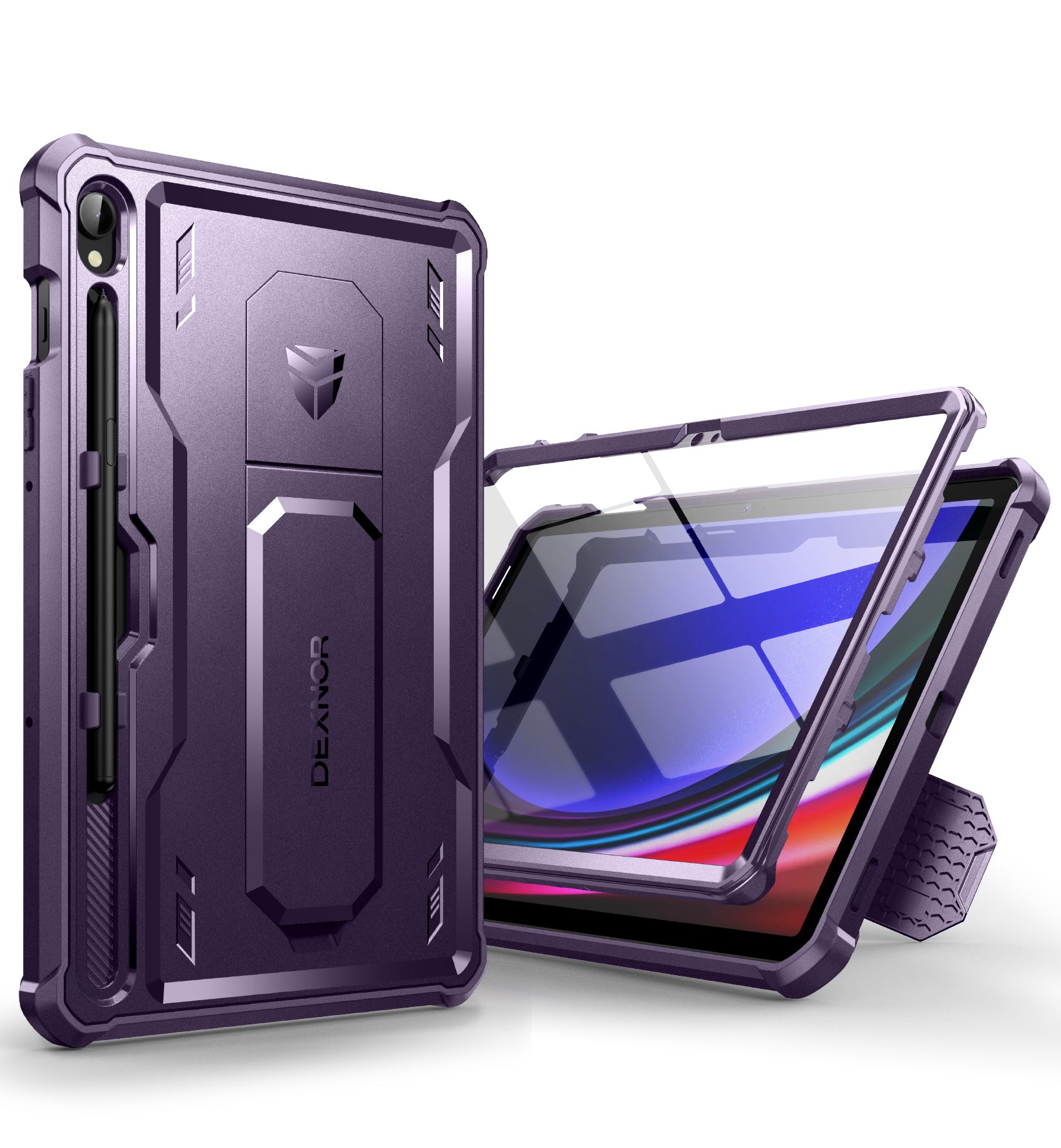 Dexnor Tablet Case for Samsung Galaxy Tab S9 With Screen Protector Full Body Bumper Kickstand Heavy-duty Shockproof Rugged Pen Holder Cover.