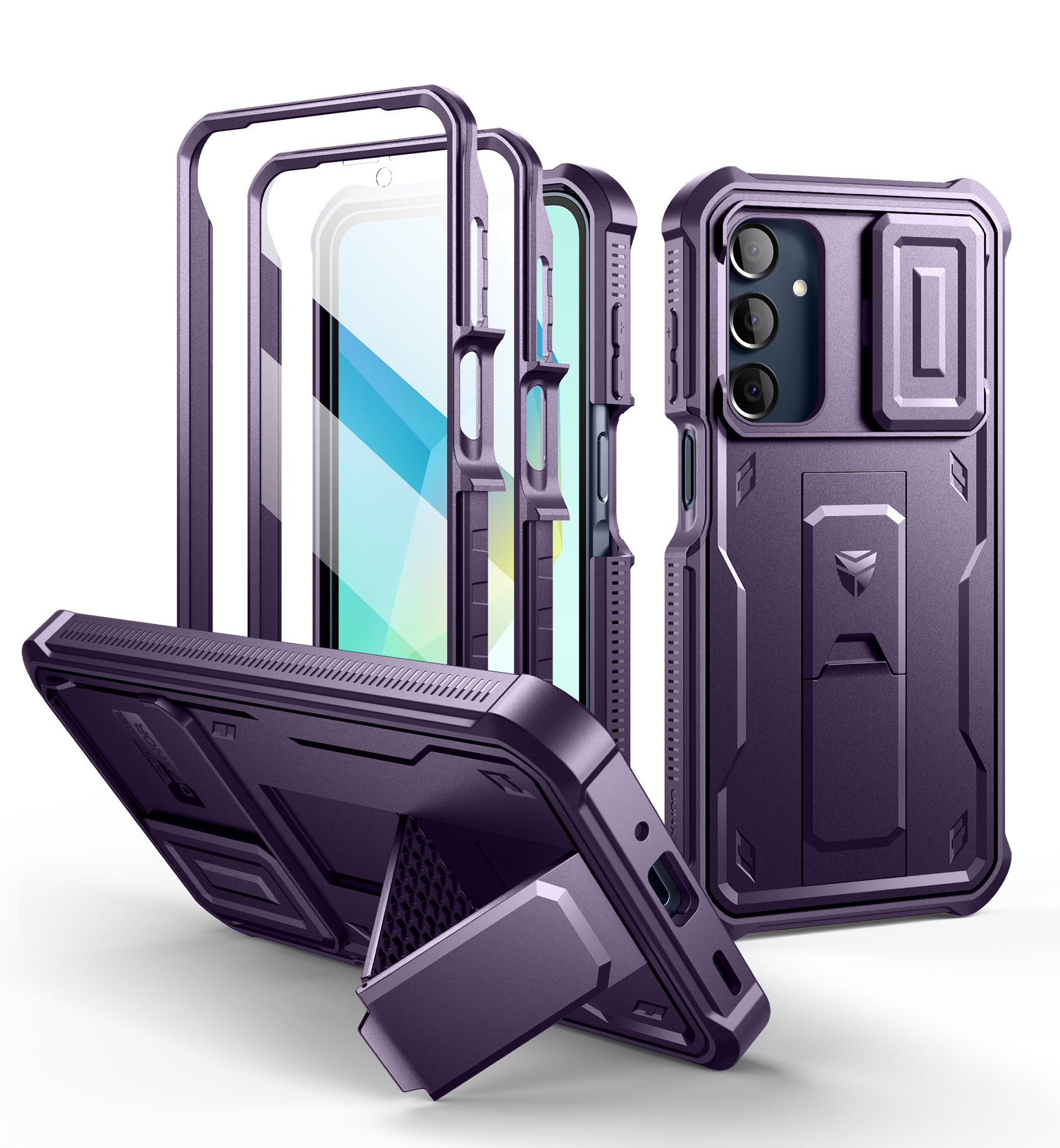 Dexnor Case for Samsung Galaxy A16 With Screen Protector Full Body Bumper Kickstand Heavy-duty Shockproof Rugged Military Grade Cover.