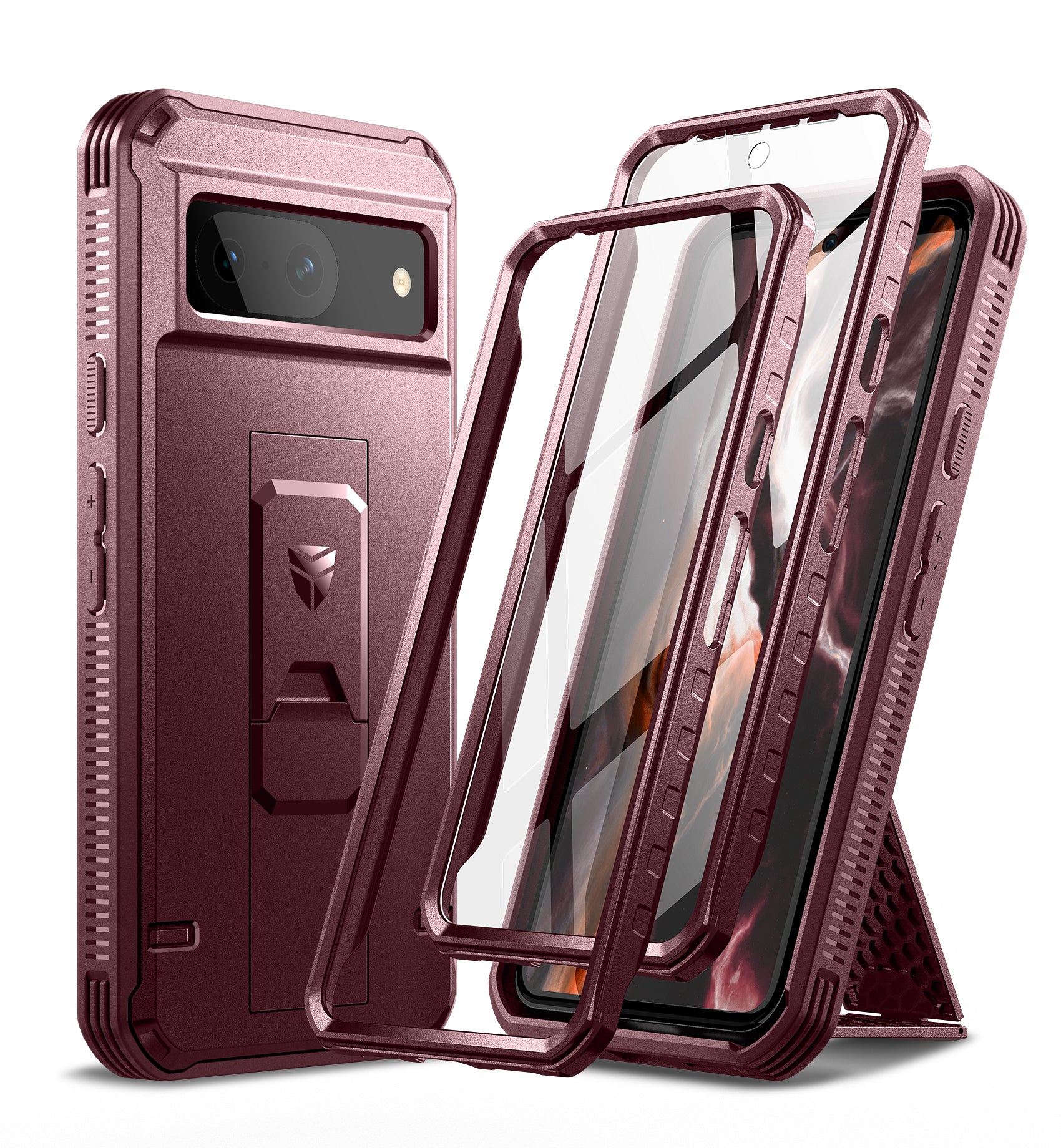 Dexnor Case for Google Pixel 8 With 2 Screen Protector Full Body Bumper Kickstand Heavy-duty Shockproof Rugged Military Grade Cover.