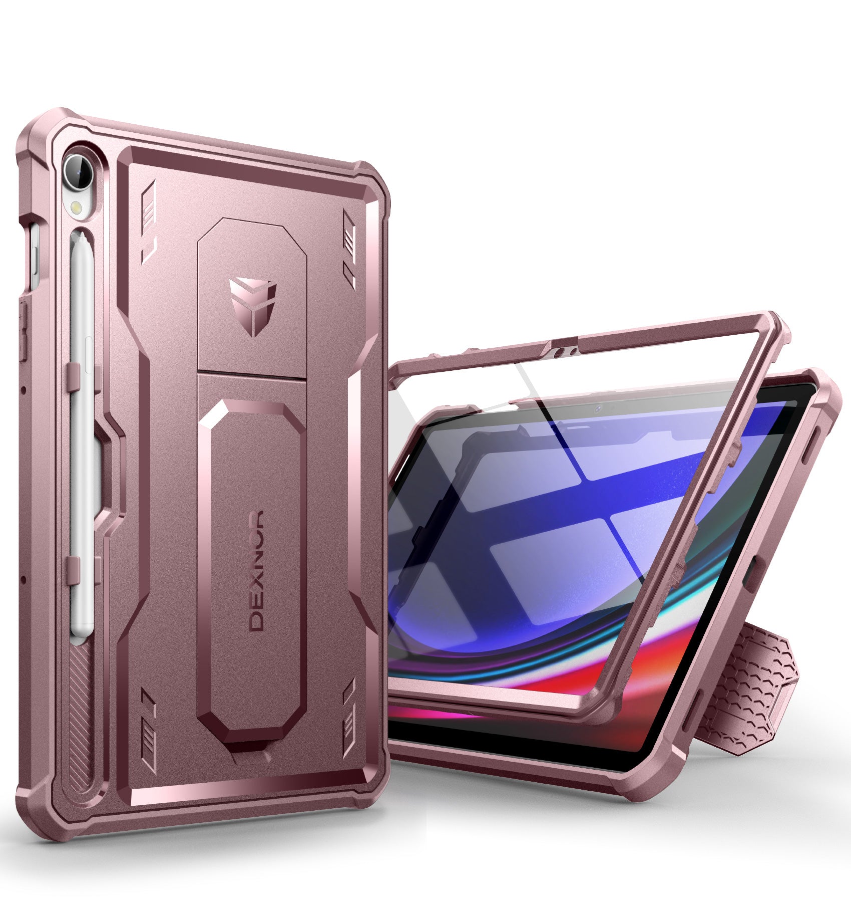 Dexnor Tablet Case for Samsung Galaxy Tab S9 With Screen Protector Full Body Bumper Kickstand Heavy-duty Shockproof Rugged Pen Holder Cover.