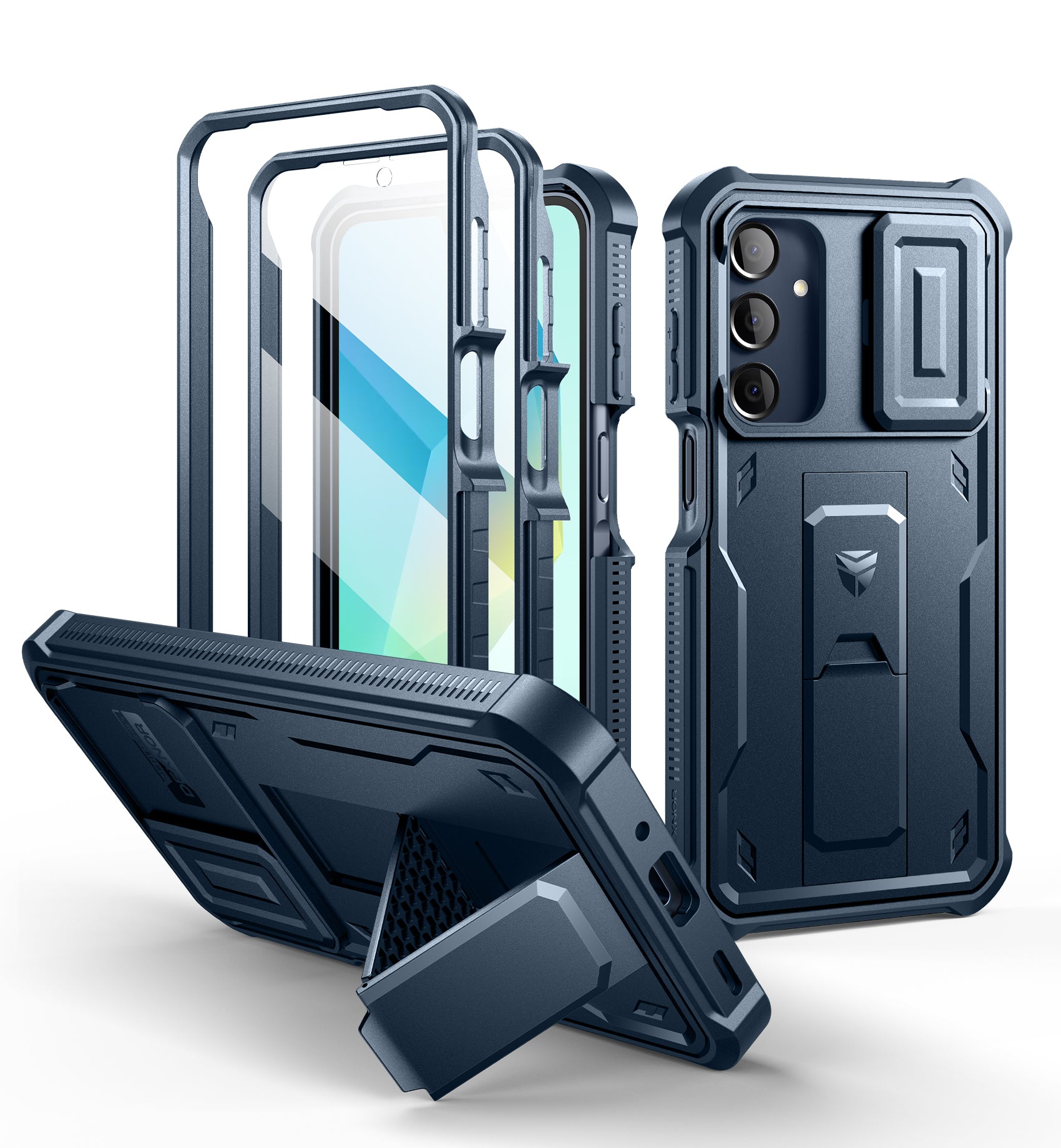 Dexnor Case for Samsung Galaxy A16 With Screen Protector Full Body Bumper Kickstand Heavy-duty Shockproof Rugged Military Grade Cover.