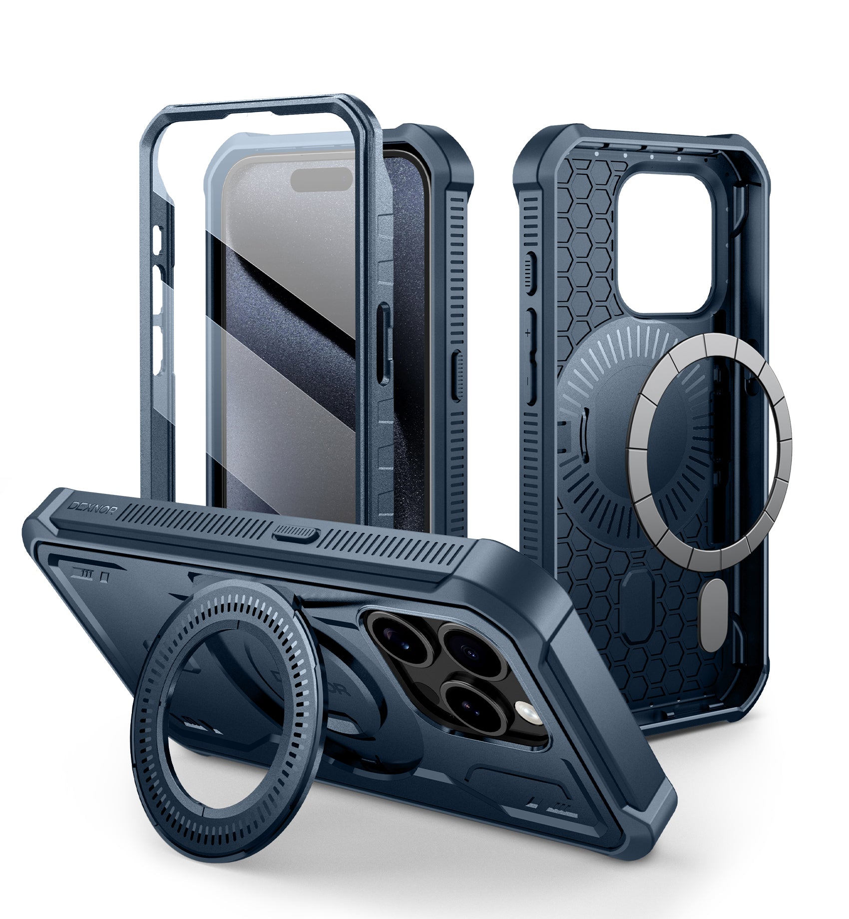 Case For iPhone 15 Pro, Compatible with MagSafe, [Built in Screen Protector and Kickstand]