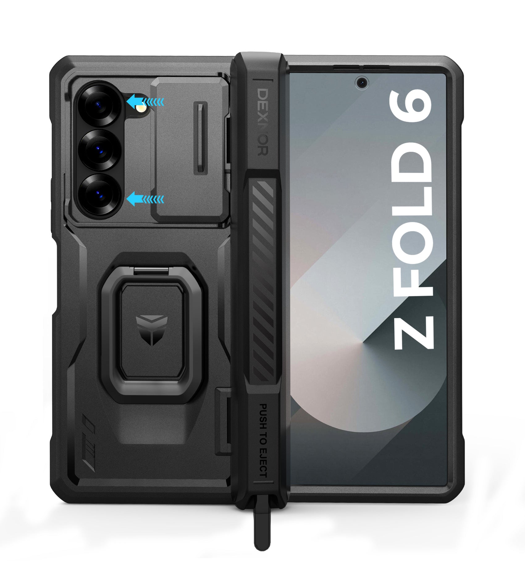 Dexnor Case for Samsung Galaxy Z Fold 6 With Hinge Coverage Screen Protector Full Body Bumper Kickstand Heavy-duty Shockproof Rugged Military Grade Cover.