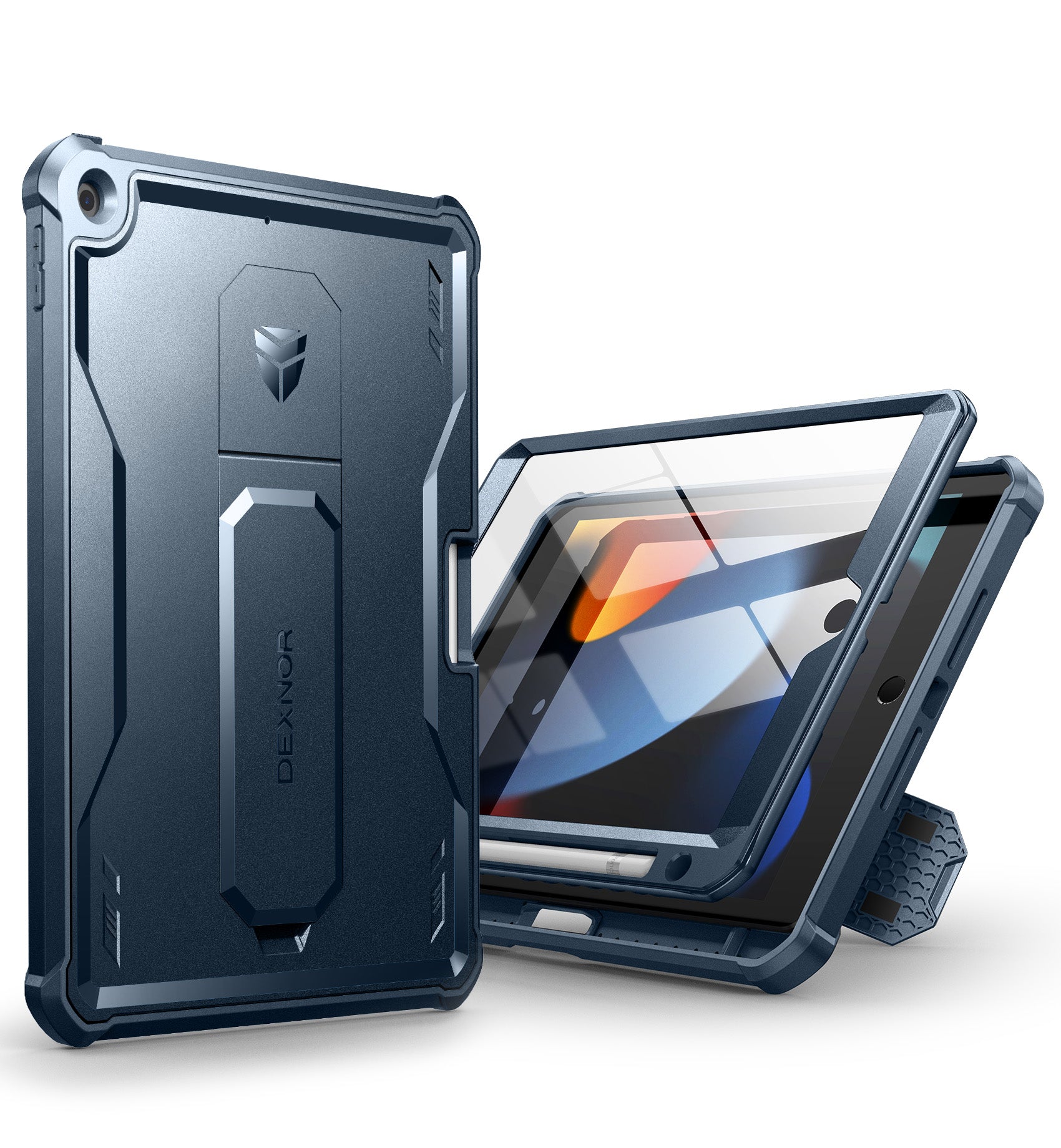 Dexnor Tablet Case for iPad 2019/2020/2021 With Screen Protector Full Body Bumper Kickstand Heavy-duty Shockproof Rugged Pen Holder Cover.