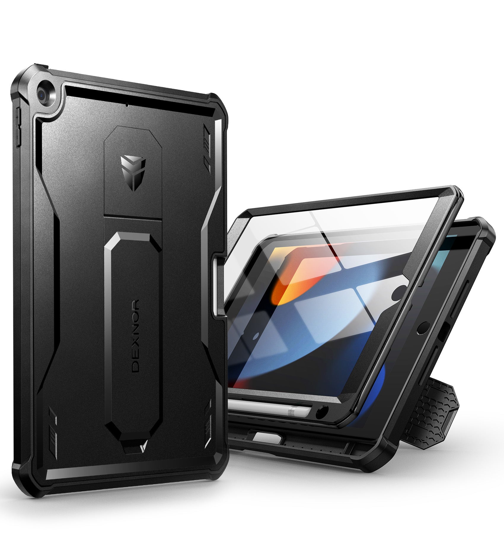 Dexnor Tablet Case for iPad 2019/2020/2021 With Screen Protector Full Body Bumper Kickstand Heavy-duty Shockproof Rugged Pen Holder Cover.