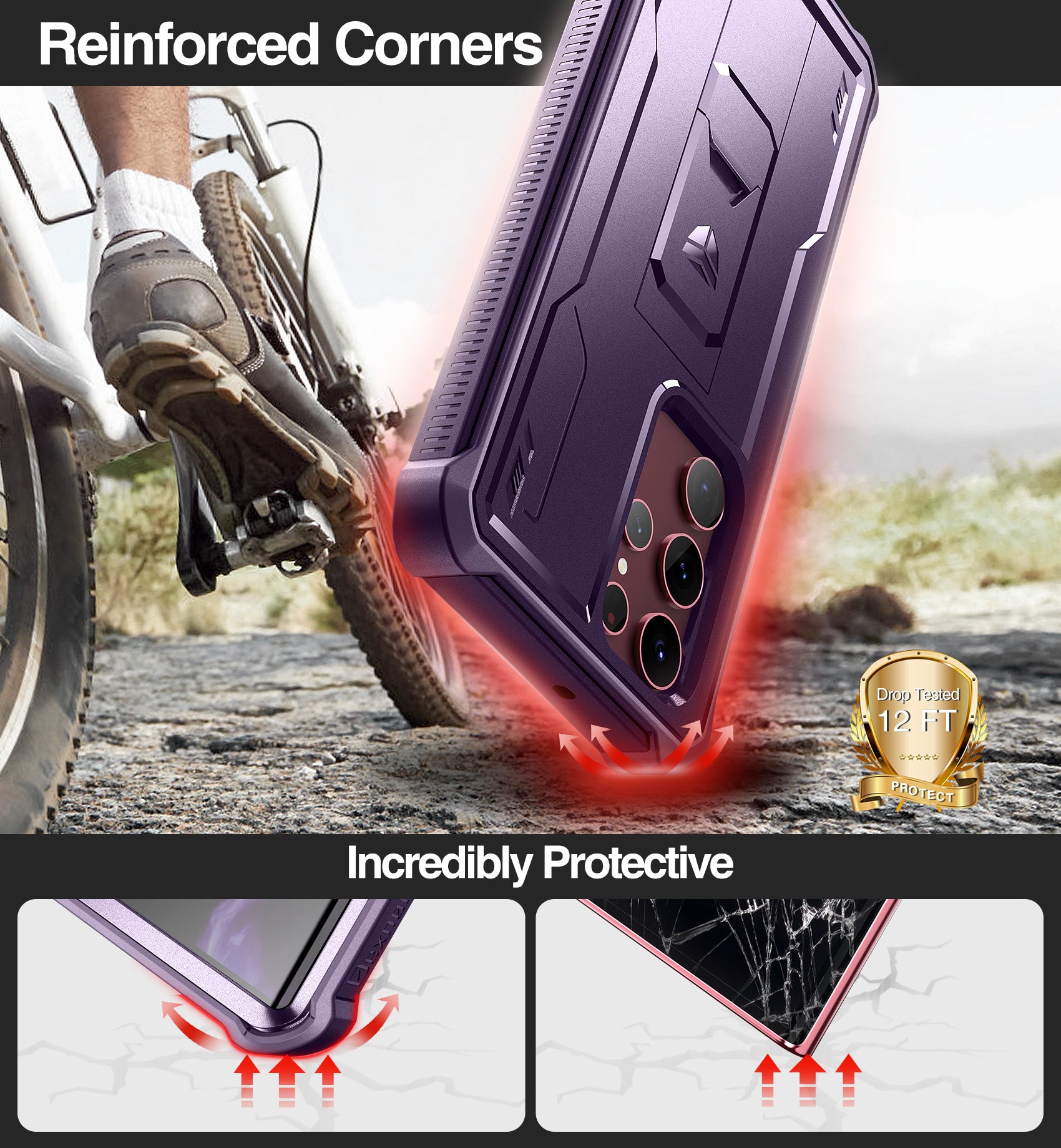 Dexnor Case for Samsung Galaxy S22 Ultra With Single Screen Protector Full Body Bumper Kickstand Heavy-duty Shockproof Rugged Military Grade Cover.