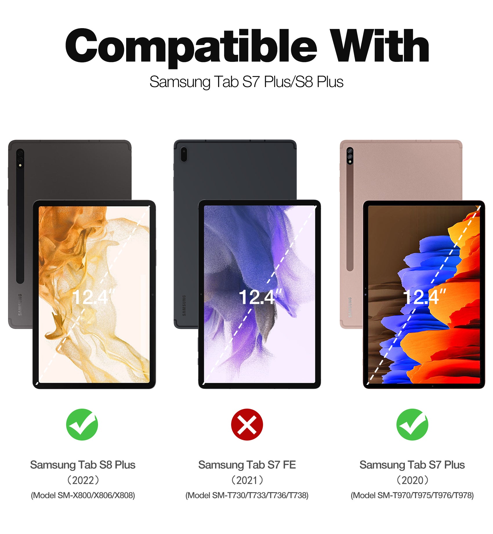 For Samsung Galaxy Tab S7+ 12.4 inch (2020) / Tab S8+ 12.4