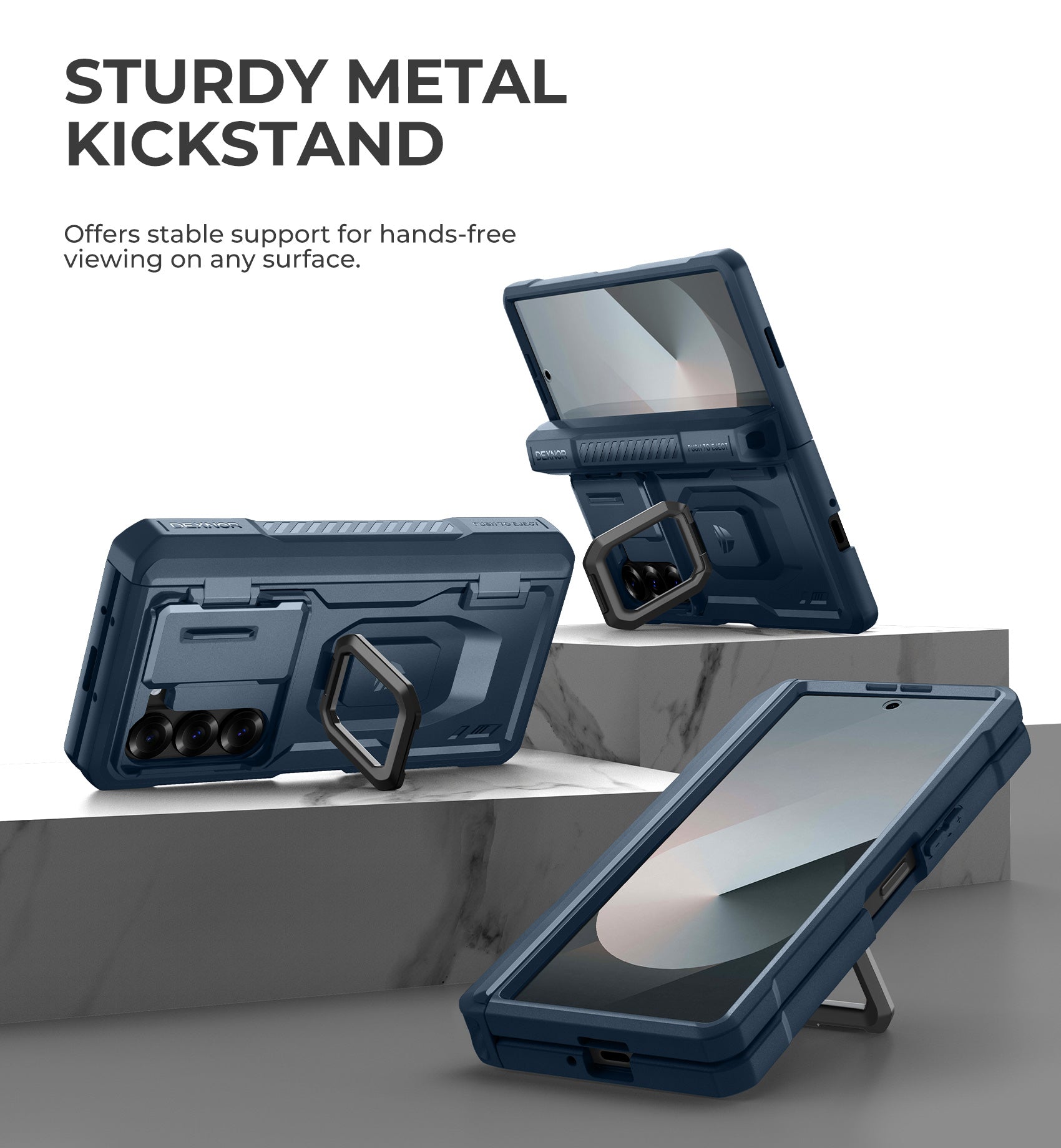 Dexnor Case for Samsung Galaxy Z Fold 6 With Hinge Coverage Screen Protector Full Body Bumper Kickstand Heavy-duty Shockproof Rugged Military Grade Cover.