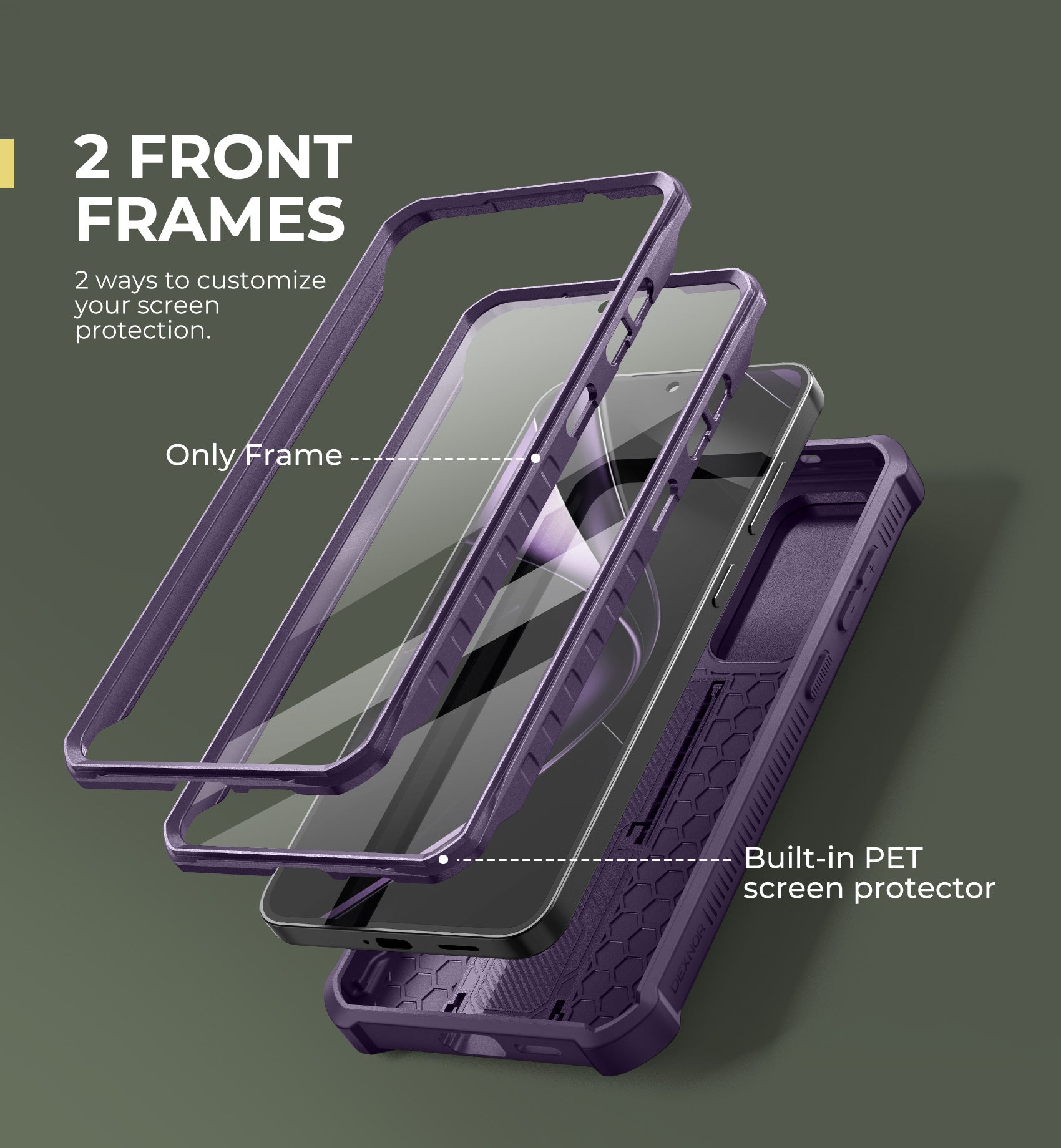 Dexnor Case for Samsung Galaxy S25 Plus Full Body With Screen Protector Slide Camera Bumper Kickstand Heavy-duty Shockproof Rugged Military Grade Cover.