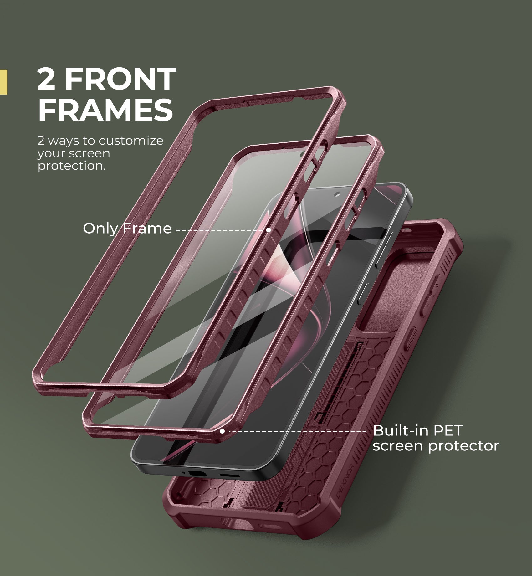 Dexnor Case for Samsung Galaxy S25 Plus Full Body With Screen Protector Slide Camera Bumper Kickstand Heavy-duty Shockproof Rugged Military Grade Cover.