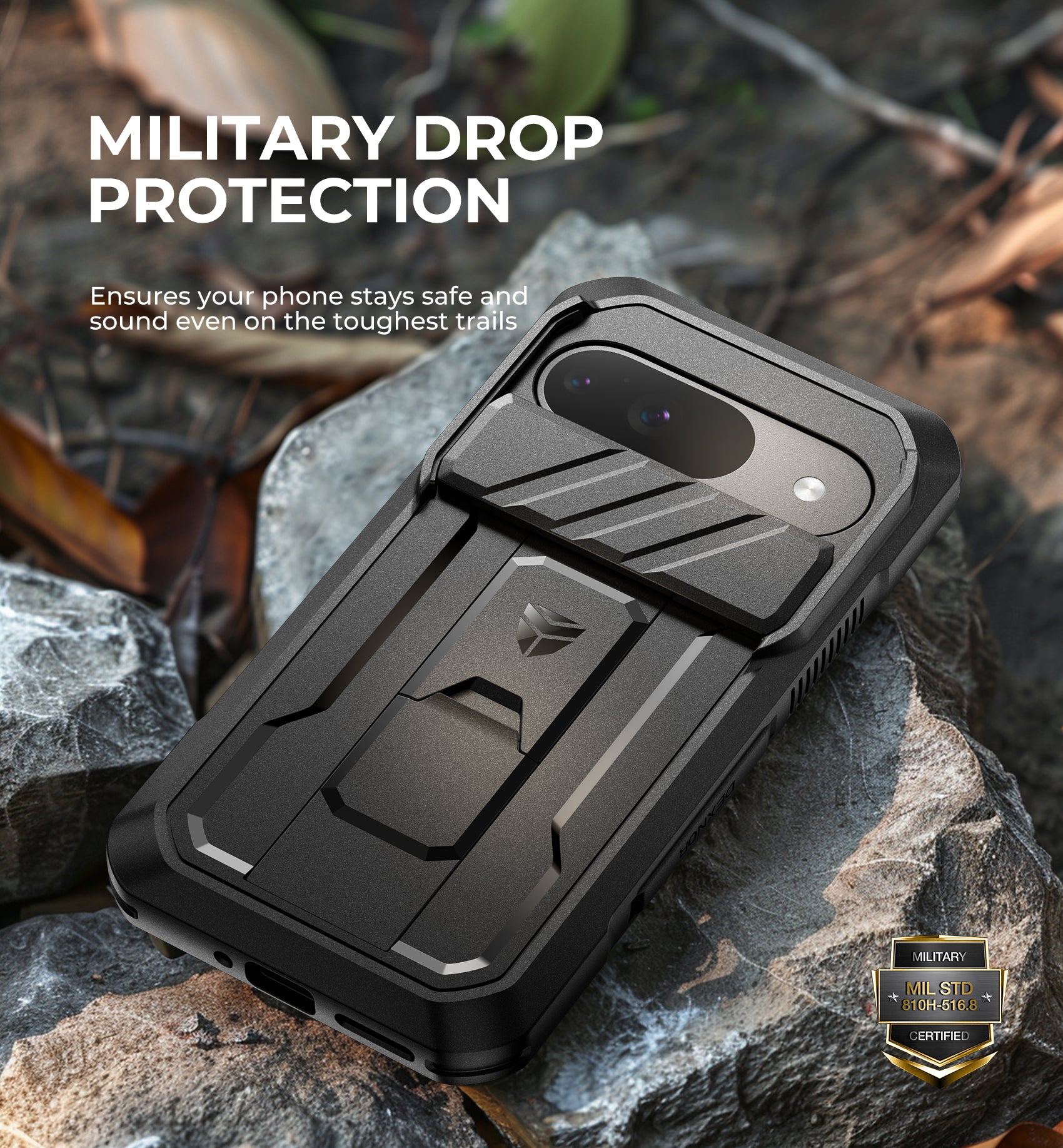 Dexnor Case for Google Pixel 9 With Screen Protector Full Body Bumper Kickstand Heavy-duty Shockproof Rugged Military Grade Cover.