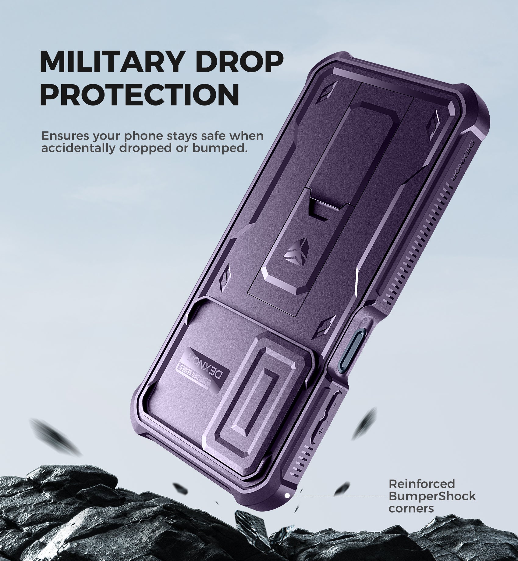 Dexnor Case for Samsung Galaxy A16 With Screen Protector Full Body Bumper Kickstand Heavy-duty Shockproof Rugged Military Grade Cover.