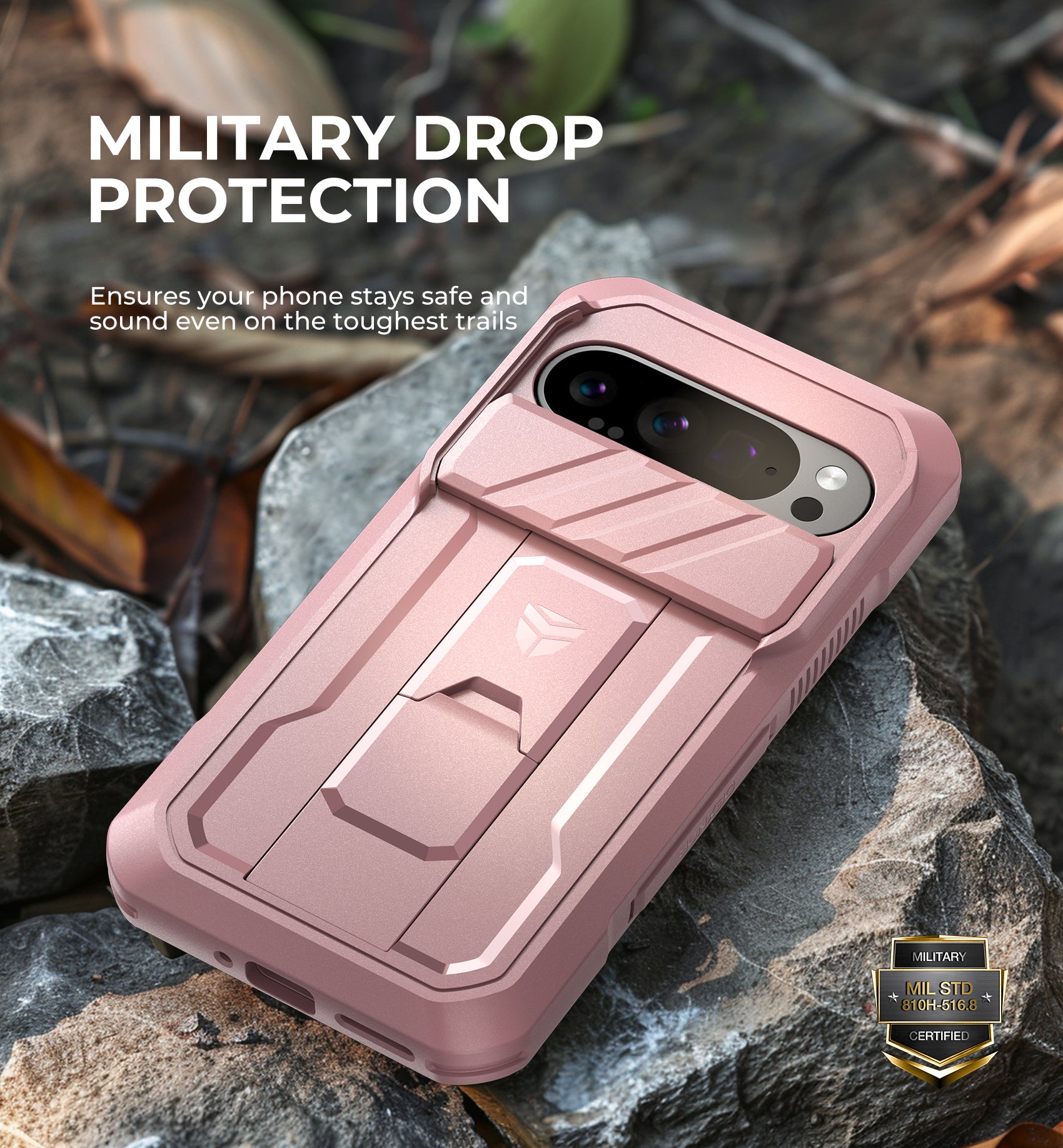 Dexnor Case for Google Pixel 9 Pro With Screen Protector Full Body Bumper Kickstand Heavy-duty Shockproof Rugged Military Grade Cover.