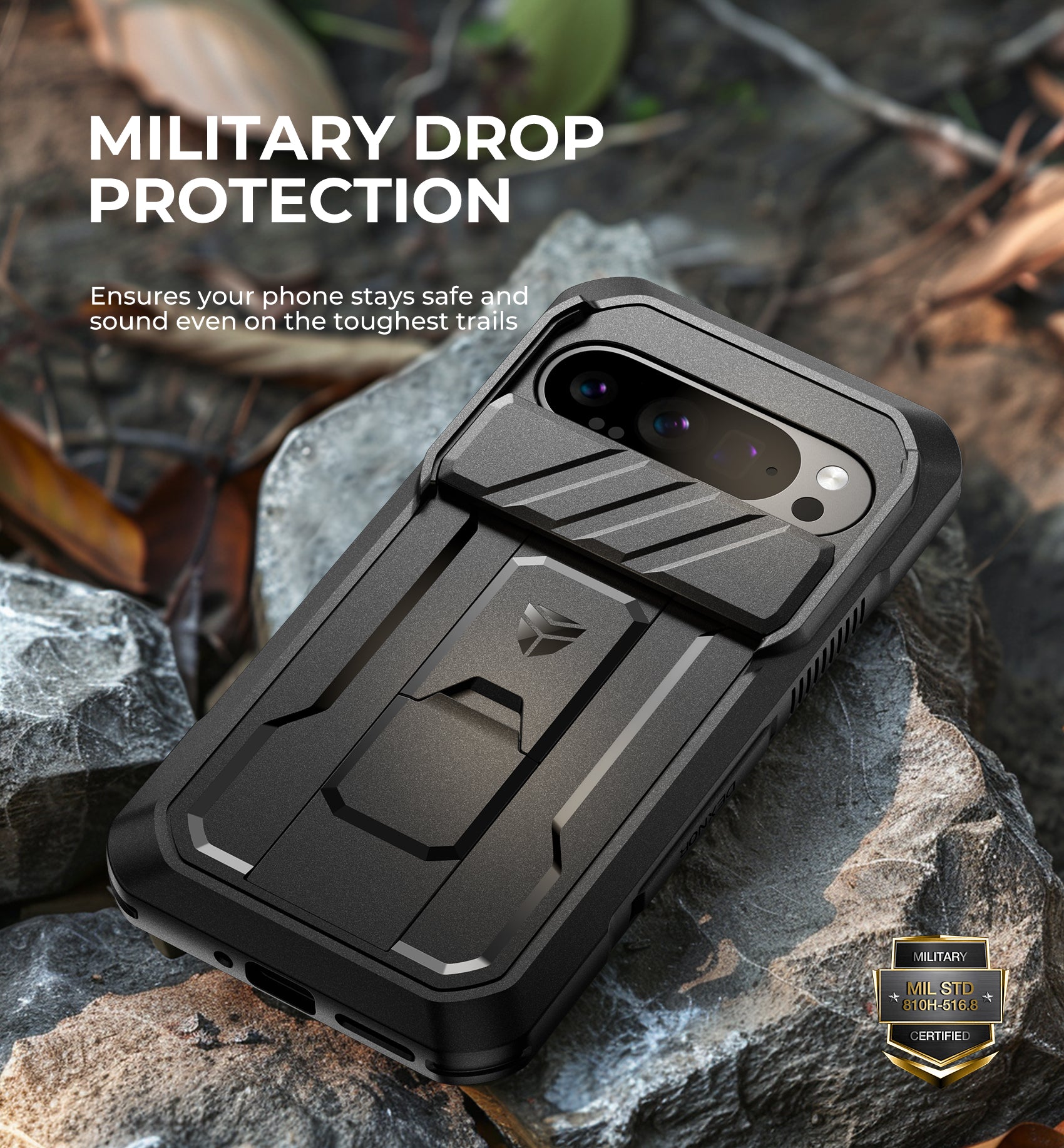 Dexnor Case for Google Pixel 9 Pro With Screen Protector Full Body Bumper Kickstand Heavy-duty Shockproof Rugged Military Grade Cover.