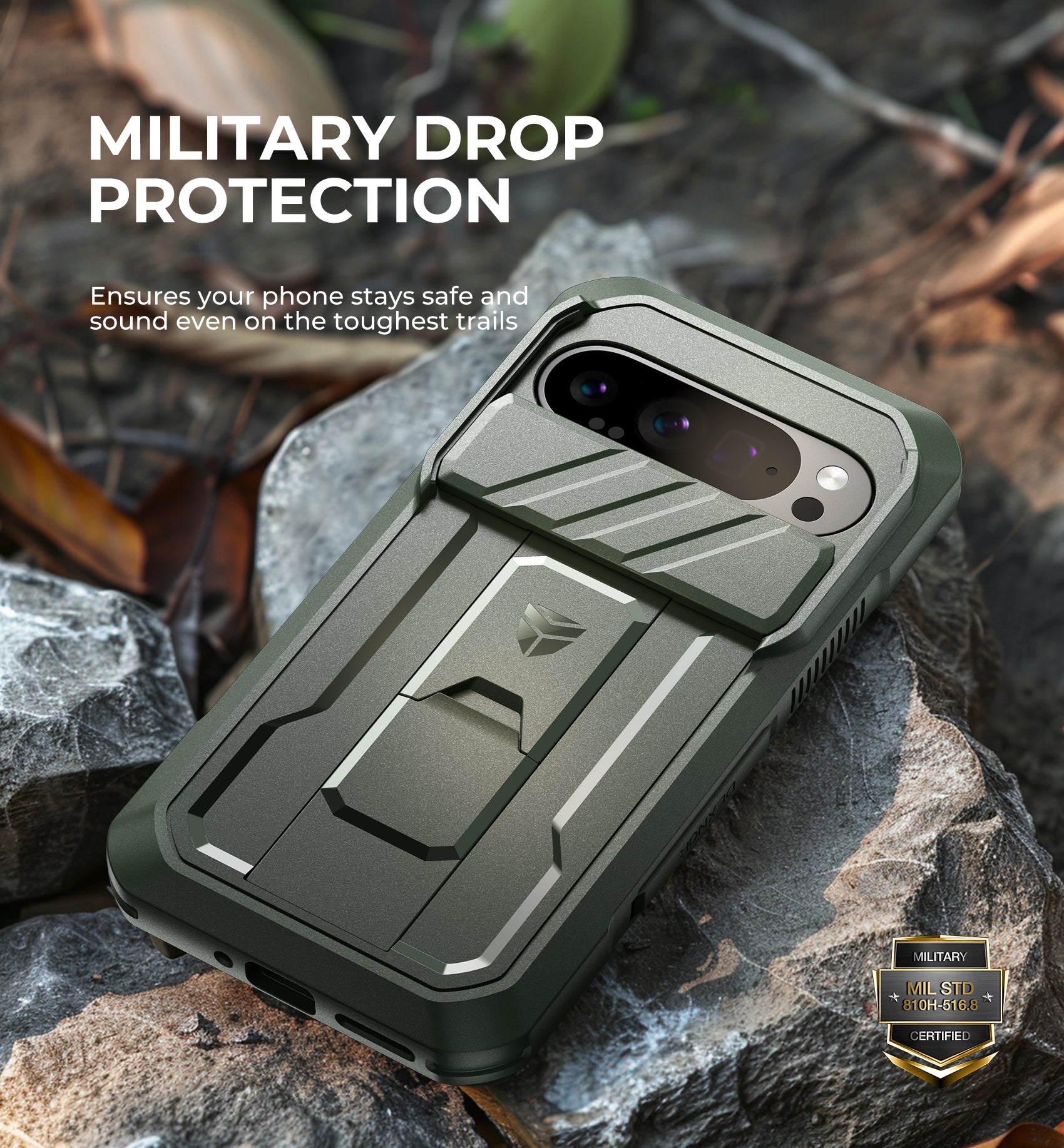 Dexnor Case for Google Pixel 9 Pro With Screen Protector Full Body Bumper Kickstand Heavy-duty Shockproof Rugged Military Grade Cover.