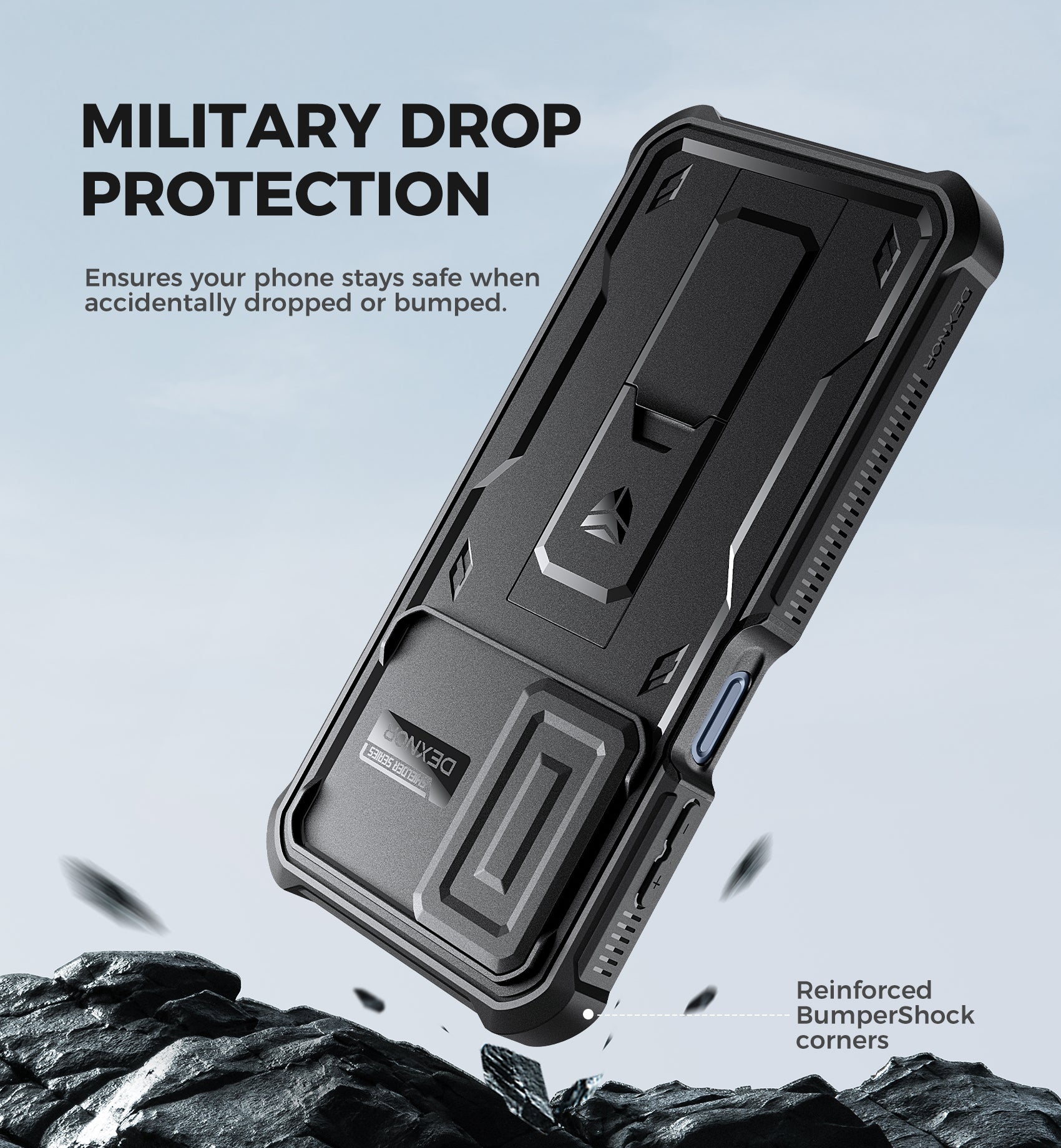 Dexnor Case for Samsung Galaxy A16 With Screen Protector Full Body Bumper Kickstand Heavy-duty Shockproof Rugged Military Grade Cover.