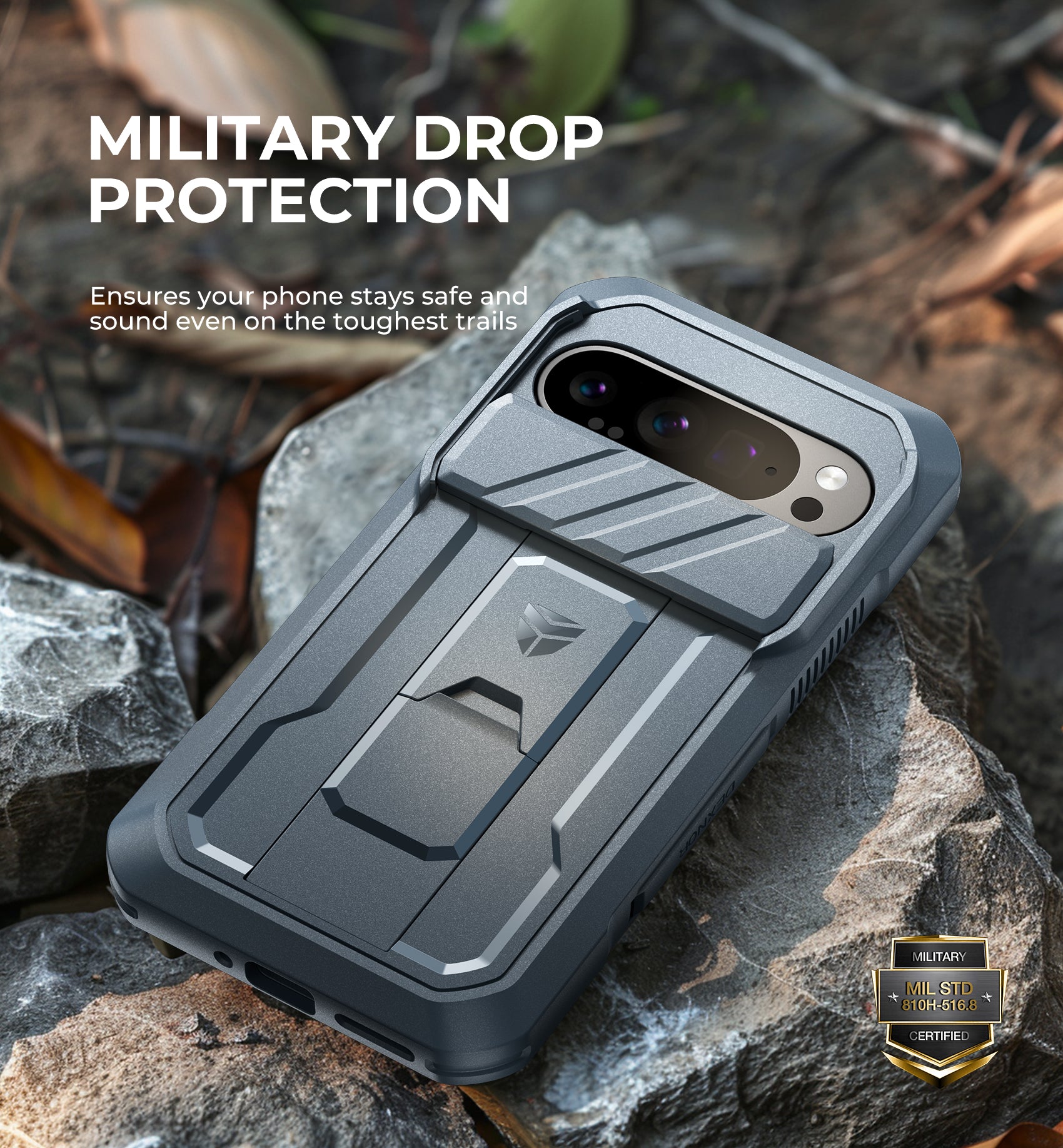 Dexnor Case for Google Pixel 9 Pro With Screen Protector Full Body Bumper Kickstand Heavy-duty Shockproof Rugged Military Grade Cover.