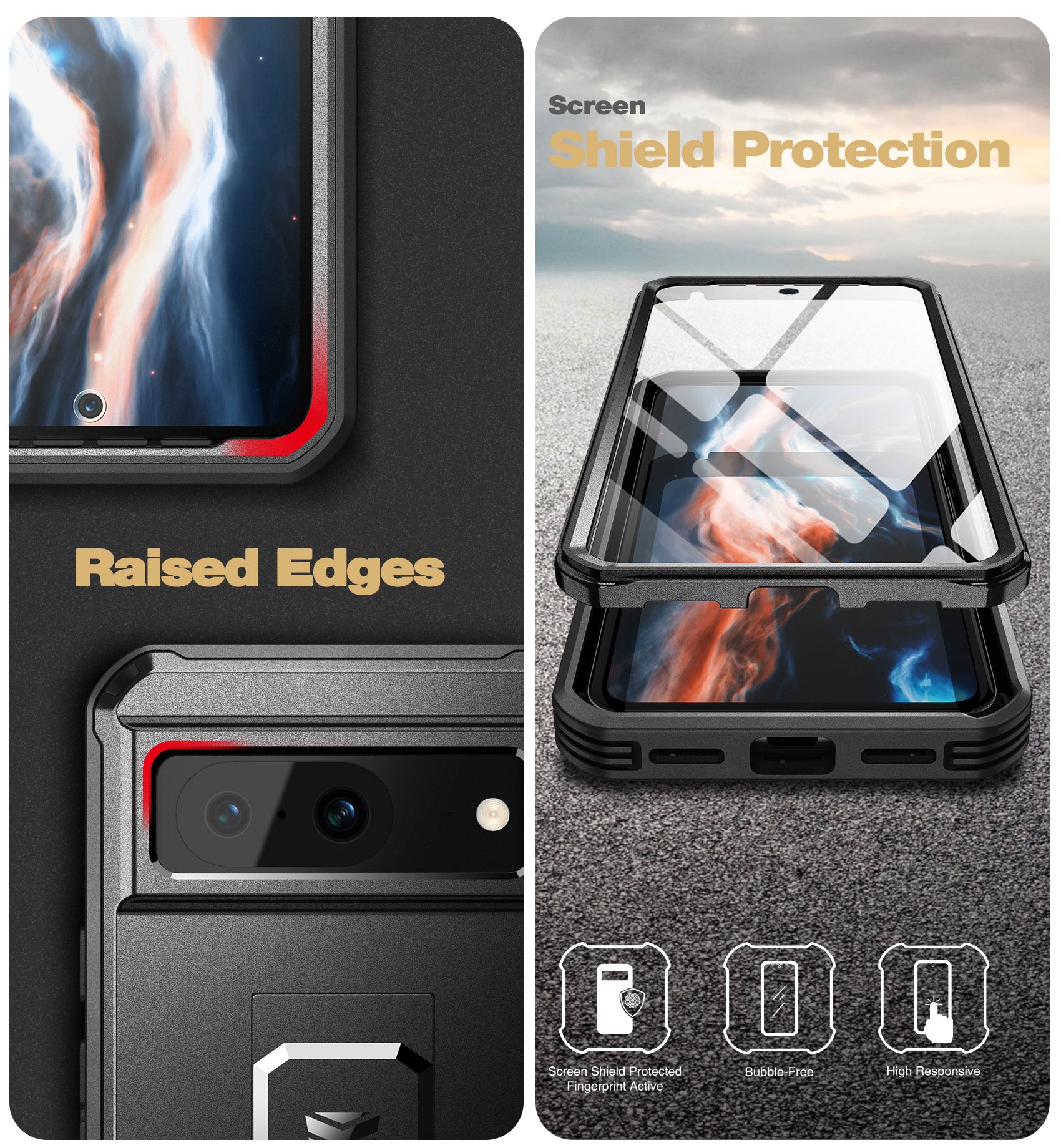 Dexnor Case for Google Pixel 8 With 2 Screen Protector Full Body Bumper Kickstand Heavy-duty Shockproof Rugged Military Grade Cover.