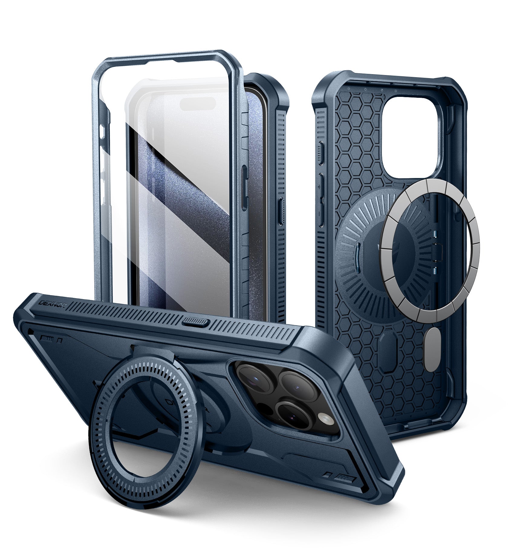 Case for iPhone 15 Pro Max, Compatible with MagSafe, [Built in Screen Protector and Kickstand]