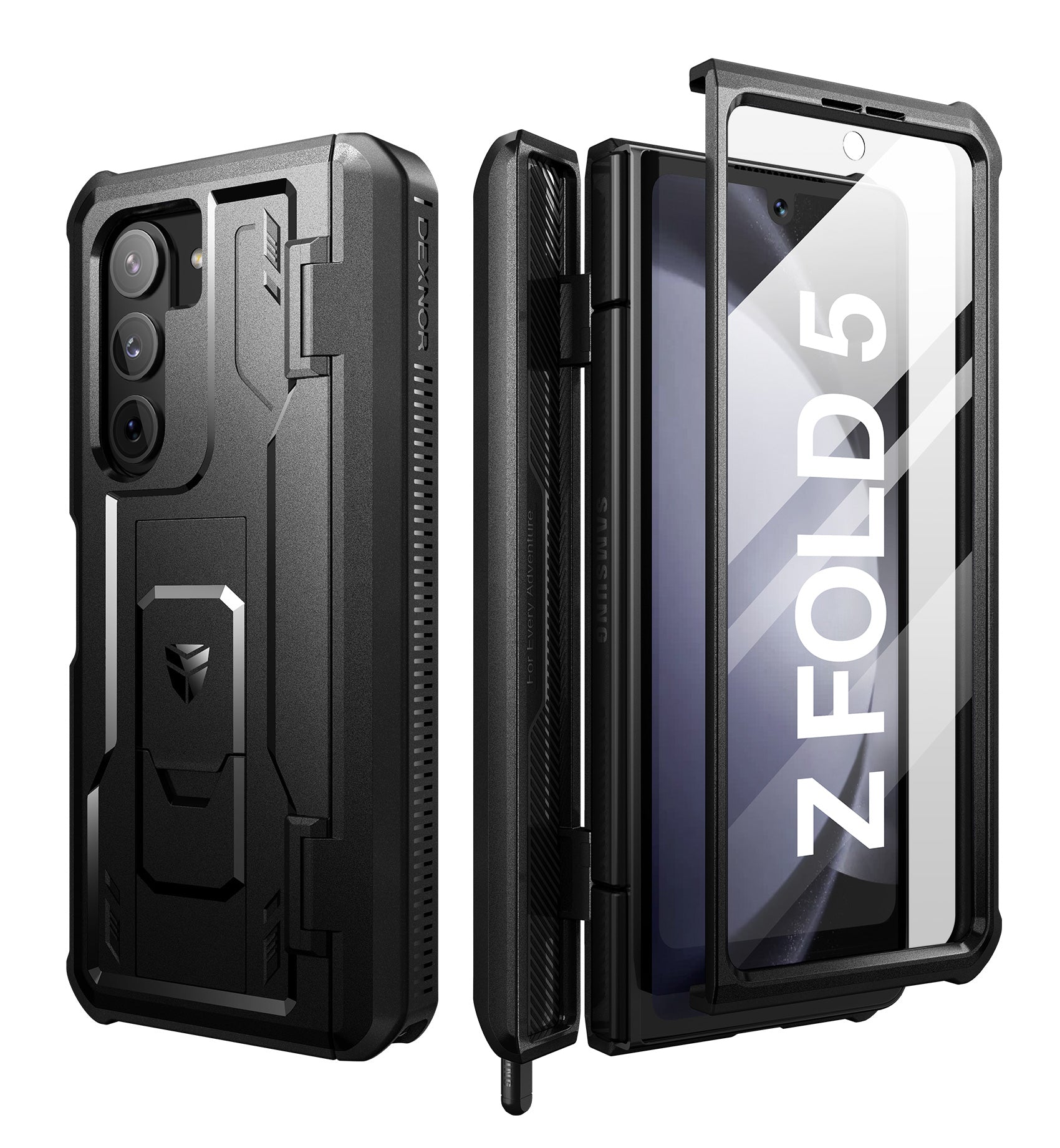 Case for Samsung Galaxy Z Fold 5 [Hinge Coverage],Full-body Shockproof Rugged Bumper Case