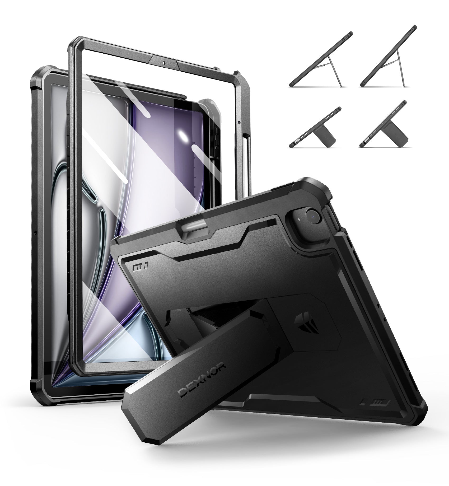 Dexnor Tablet Case for Air 13 Inch Case 2024 (M2)  With Screen Protector Full Body Bumper Kickstand Heavy-duty Shockproof Rugged Pen Holder Cover