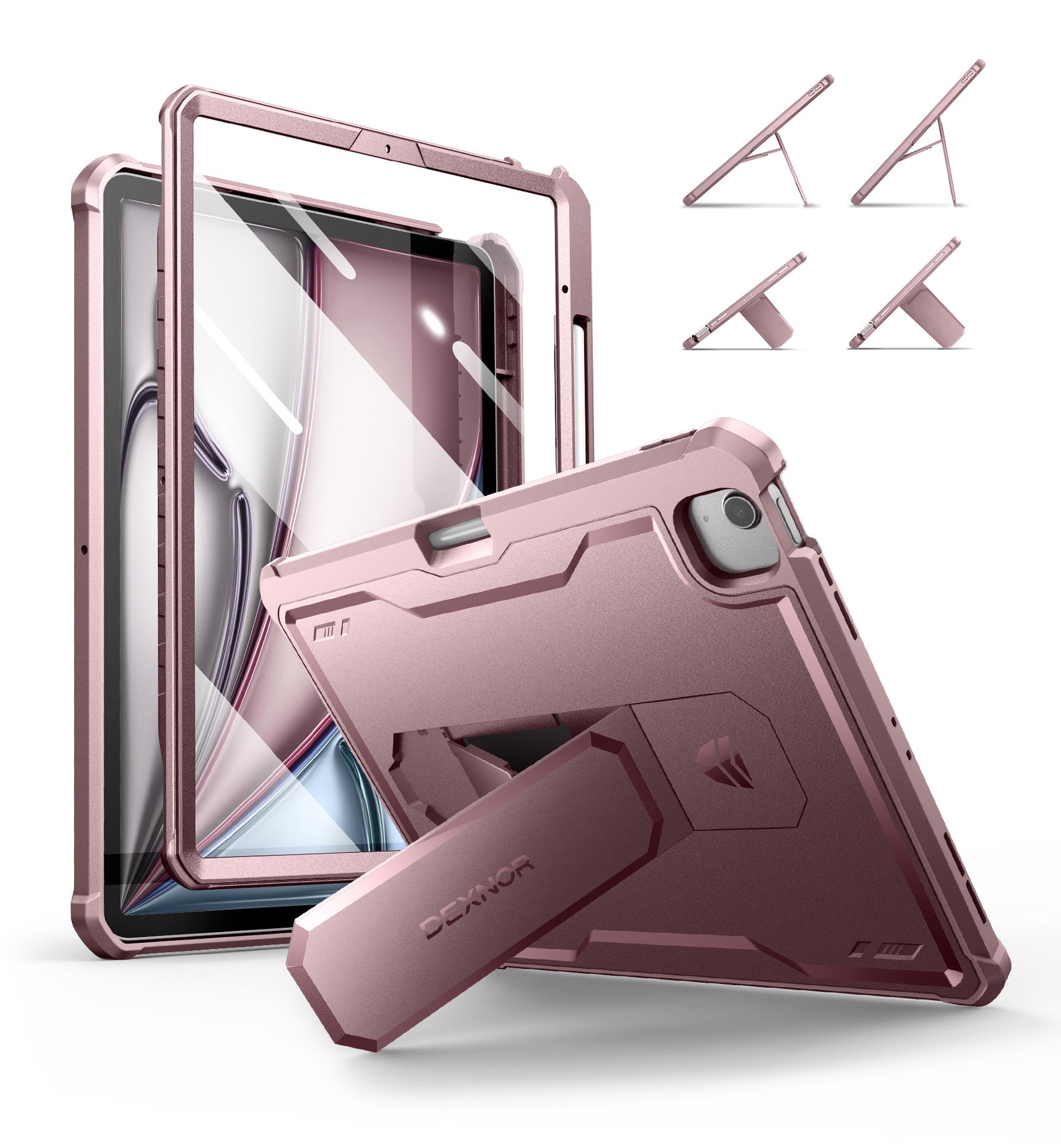 Dexnor Tablet Case for Air 13 Inch Case 2024 (M2)  With Screen Protector Full Body Bumper Kickstand Heavy-duty Shockproof Rugged Pen Holder Cover