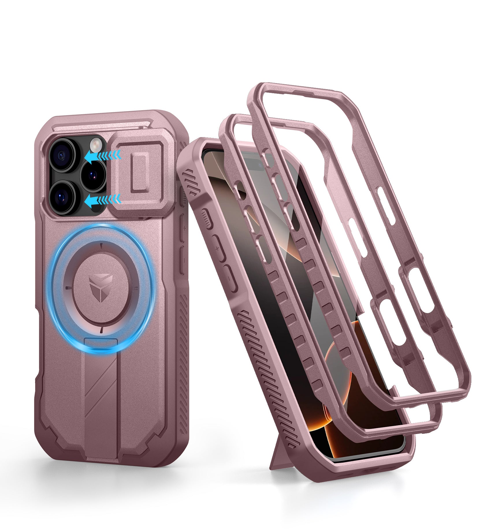 Dexnor Case For iPhone 16 Pro With Slide Camera Cover MagSafe Heavy-duty Shockproof Full Body Built-in Screen Protector Adjustable Kickstand