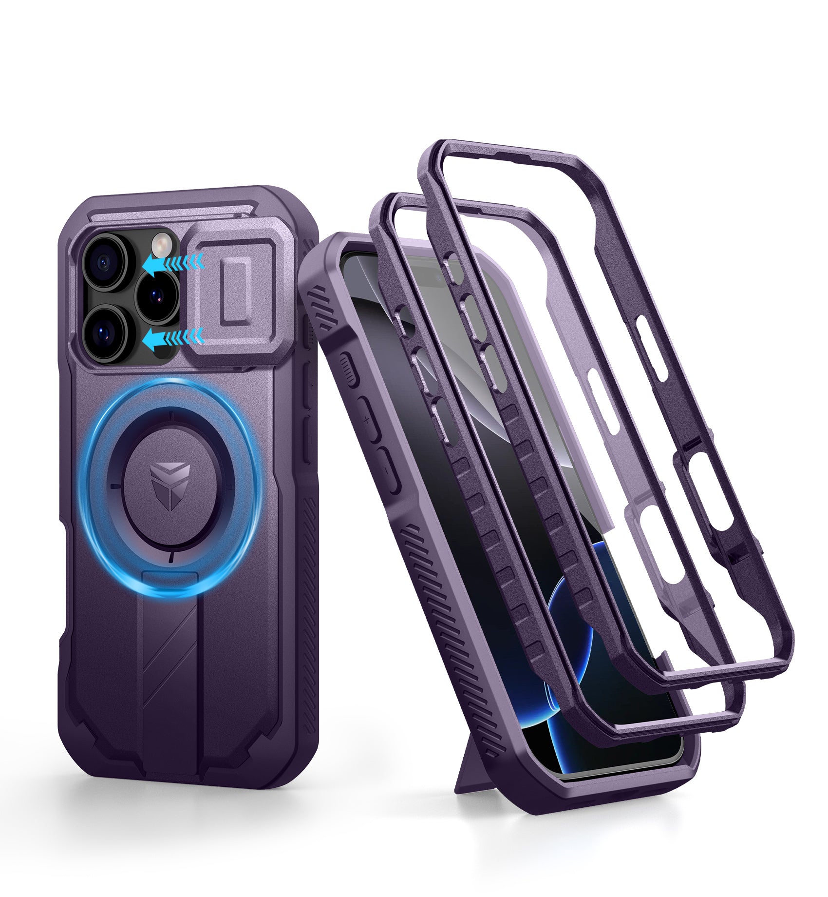 Dexnor Case For iPhone 16 Pro With Slide Camera Cover MagSafe Heavy-duty Shockproof Full Body Built-in Screen Protector Adjustable Kickstand