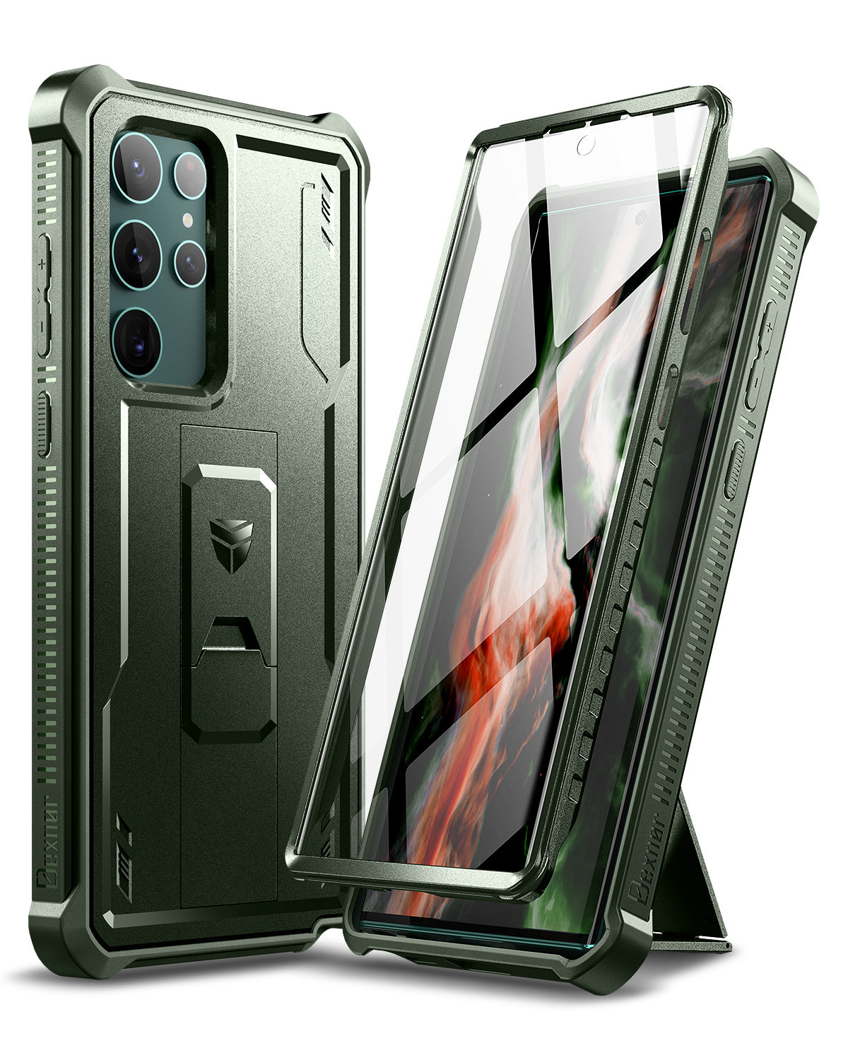 Dexnor Case for Samsung Galaxy S22 Ultra With Single Screen Protector Full Body Bumper Kickstand Heavy-duty Shockproof Rugged Military Grade Cover.